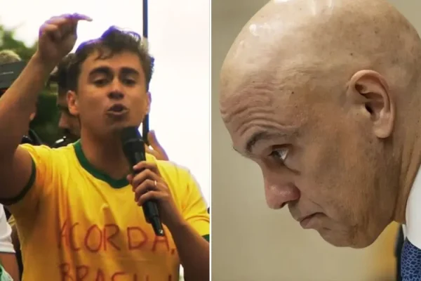 O deputado Nikolas Ferreira (PL-MG) discursa durante manifestação na Avenida Paulista, em São Paulo, onde criticou o governo e o Judiciário."
Foto: Divulgação/YouTube