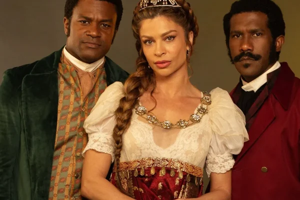 Davi Júnior, Grazi Massafera e André Luiz Miranda na novela "Dona Beja", prevista para fevereiro na HBO Max. Foto: Divulgação/ Max